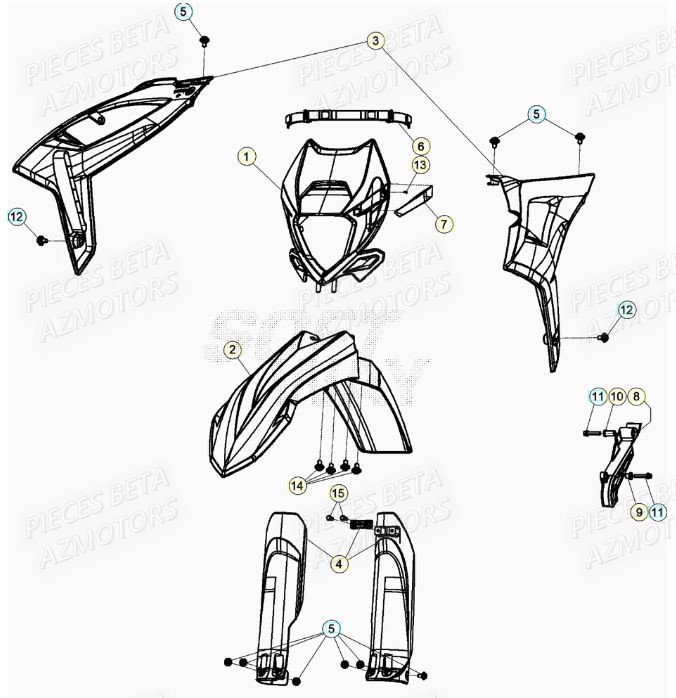 Carenage Avant AZMOTORS Pieces Beta RR 200 2T - 2020