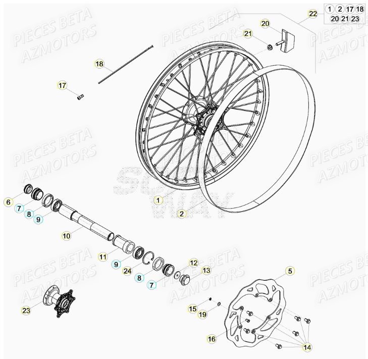 Roue Avant AZMOTORS Pieces Beta RR 200 2T - 2020