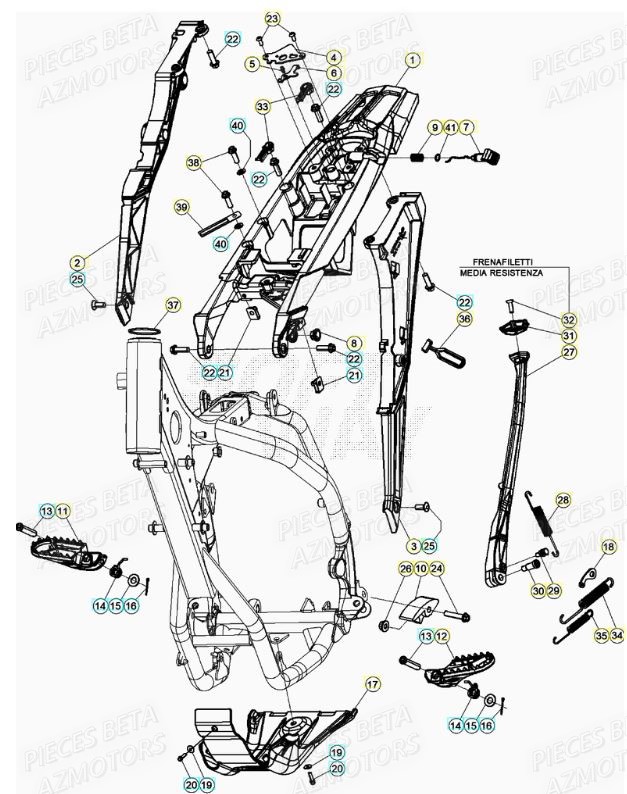 Accessoires Du Chassis AZMOTORS Pieces Beta RR 200 2T - 2021