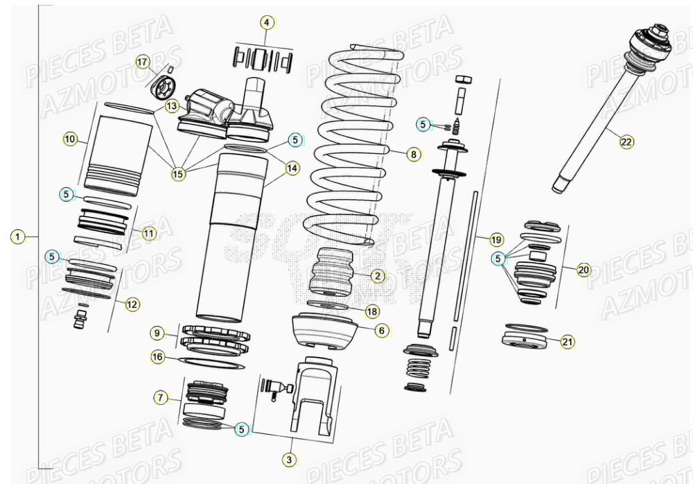 Amortisseur AZMOTORS Pieces Beta RR 200 2T - 2021