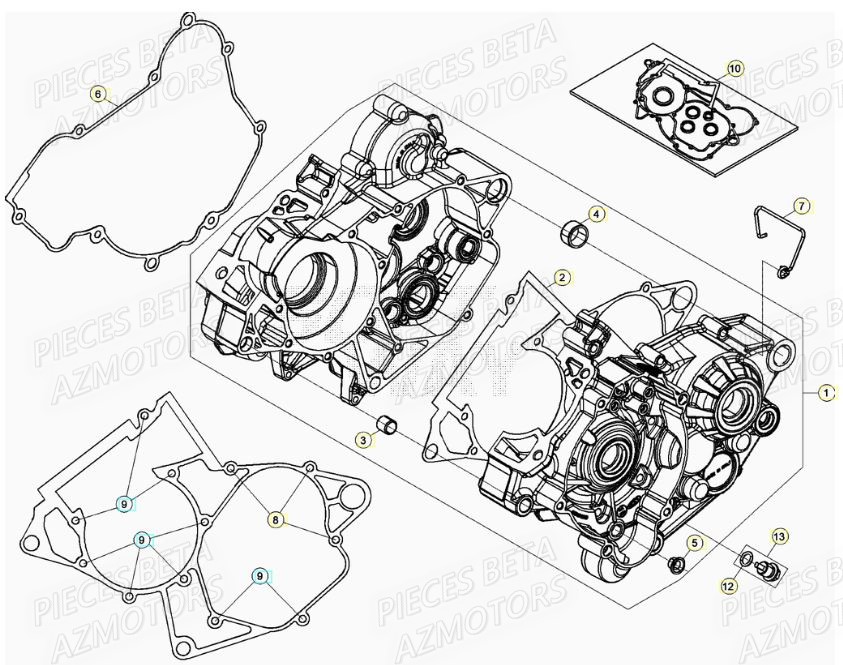 Carter Moteur AZMOTORS Pieces Beta RR 200 2T - 2021
