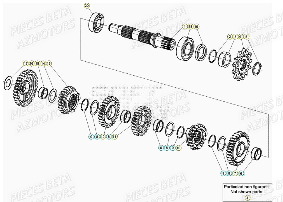 Transmission AZMOTORS Pieces Beta RR 200 2T - 2021