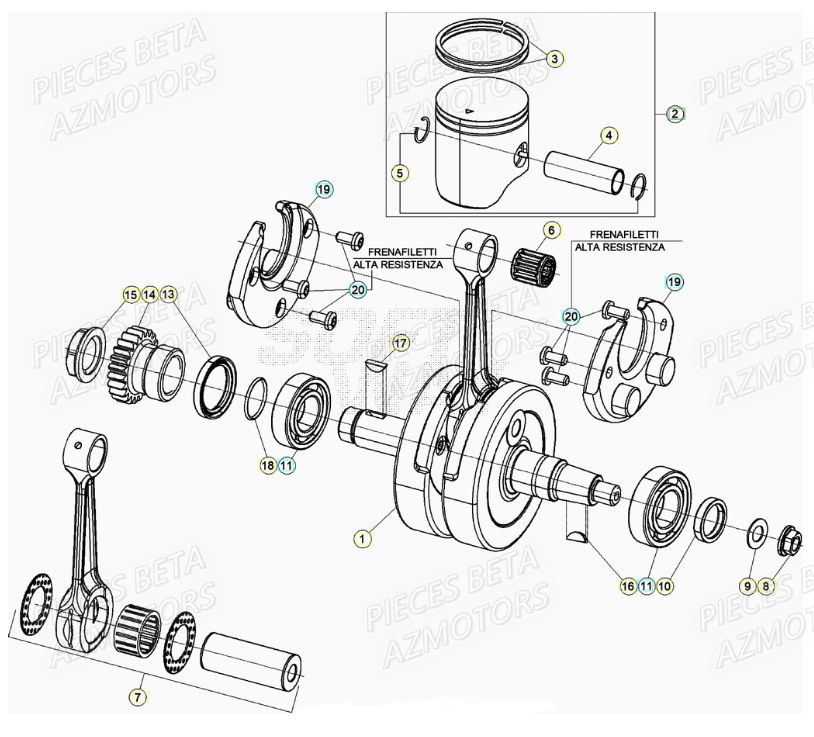 Vilebrequin AZMOTORS Pieces Beta RR 200 2T - 2021