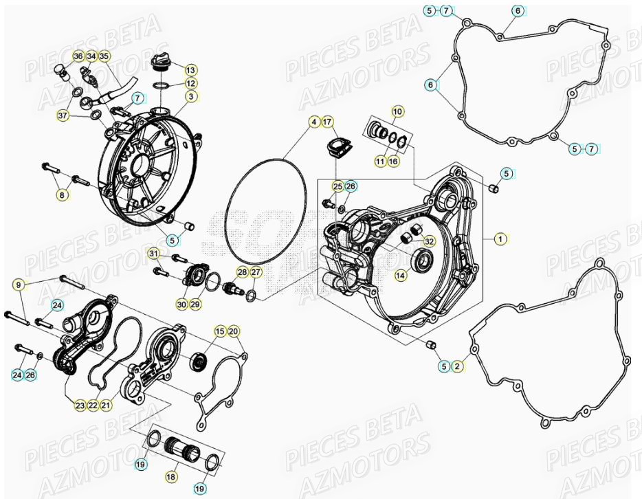 Couvercle Embrayage AZMOTORS Pieces Beta RR 200 2T - 2022