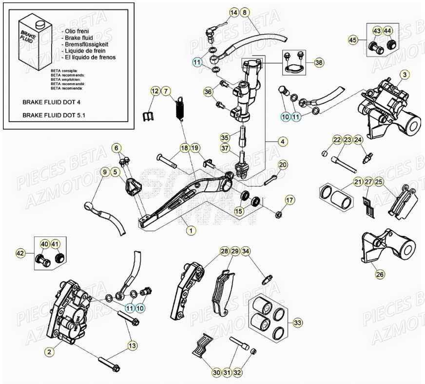 Freins AZMOTORS Pieces Beta RR 200 2T - 2022