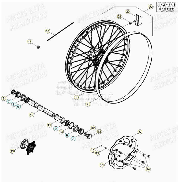Roue Avant AZMOTORS Pieces Beta RR 200 2T - 2022