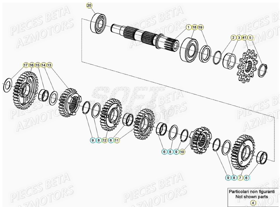 Transmission AZMOTORS Pieces Beta RR 200 2T - 2022