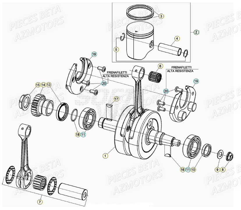 Vilebrequin AZMOTORS Pieces Beta RR 200 2T - 2022