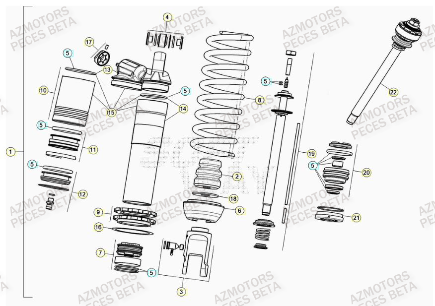 Amortisseur AZMOTORS Pieces Beta RR 200 2T - 2023