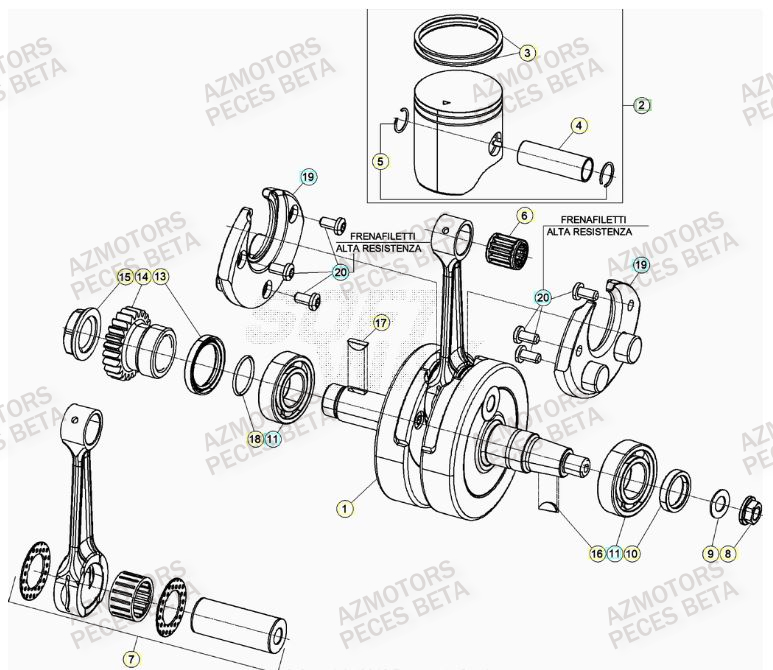 Vilebrequin AZMOTORS Pieces Beta RR 200 2T - 2023