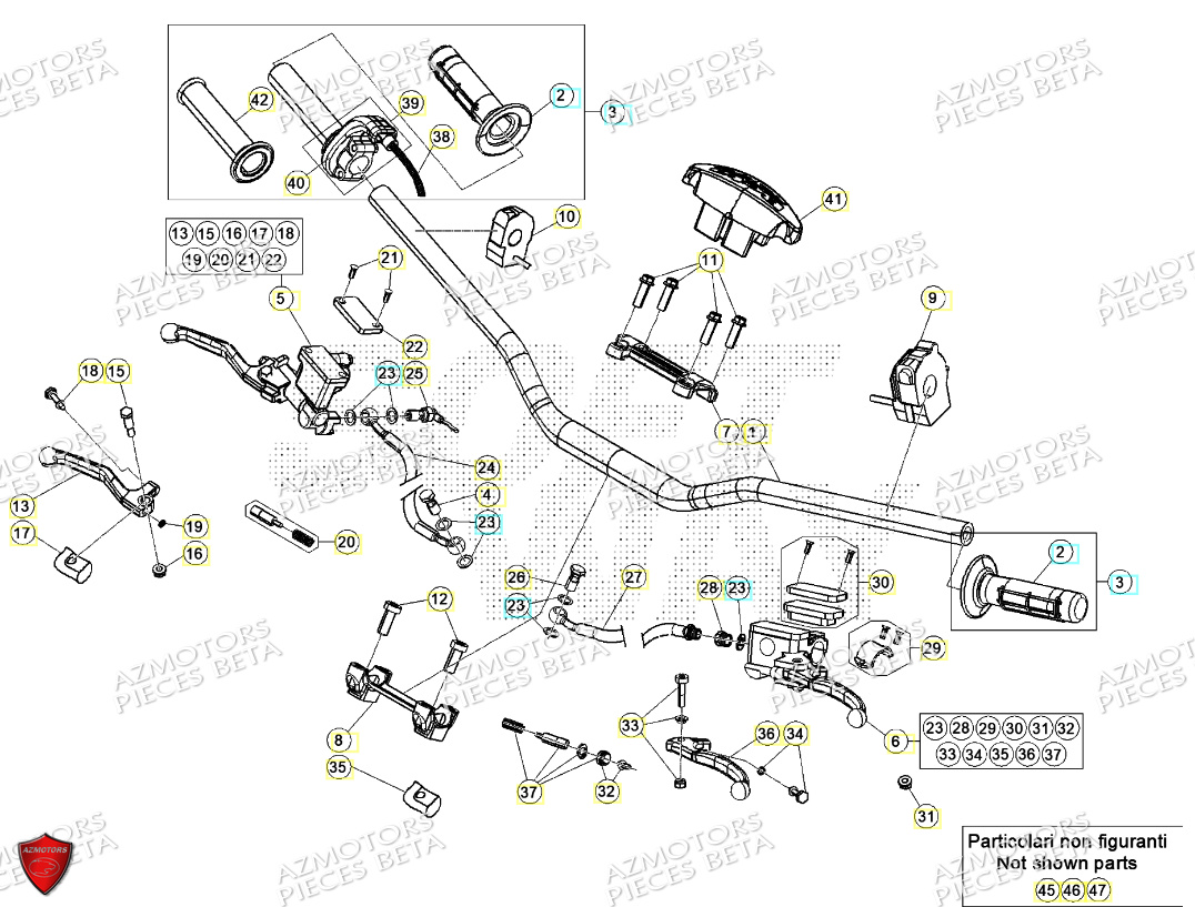 Commandes Guidon AZMOTORS Pieces Beta RR 200 2T - 2024
