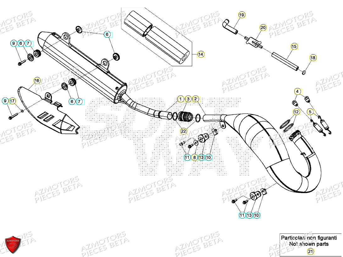 Echappement AZMOTORS Pieces Beta RR 200 2T - 2024