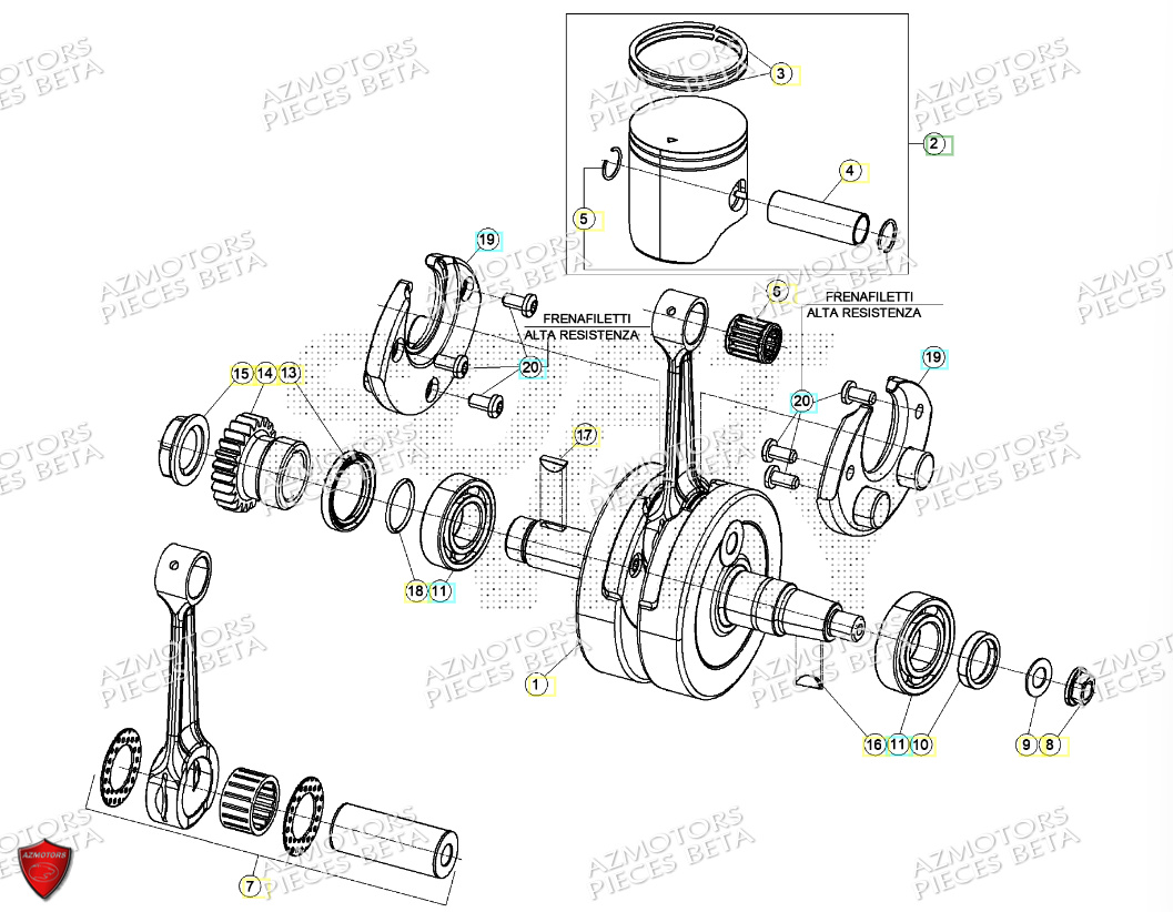 Vilebrequin Piston Contre Arbre AZMOTORS Pieces Beta RR 200 2T - 2024