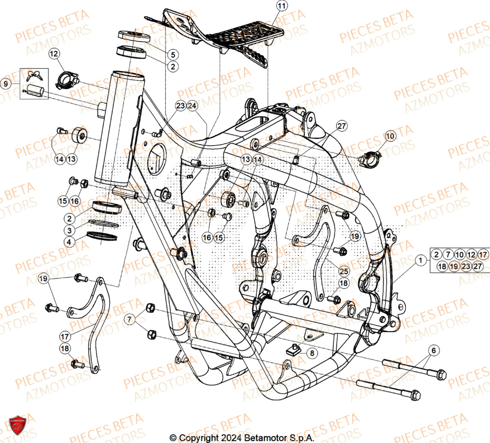 Chassis AZMOTORS PiÃ¨ces RR 200 RACE 2T - 2025