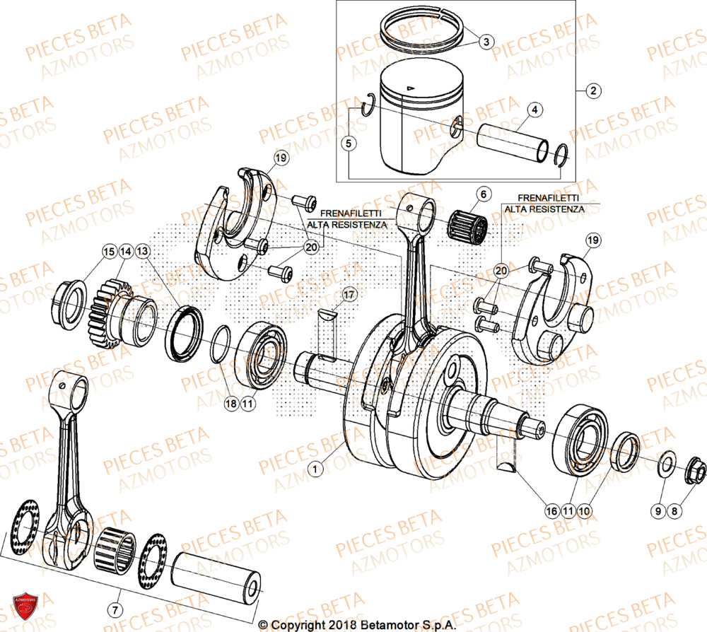 Vilebrequin AZMOTORS PiÃ¨ces RR 200 RACE 2T - 2025