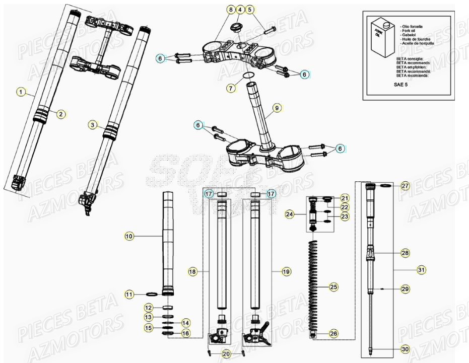 Fourche AZMOTORS PiÃ¨ces RR 200 RACING 2T - 2021