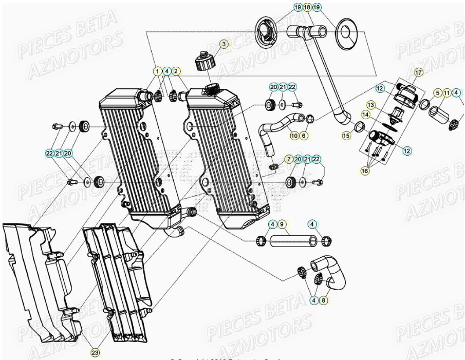 Radiateur AZMOTORS PiÃ¨ces RR 200 RACING 2T - 2021