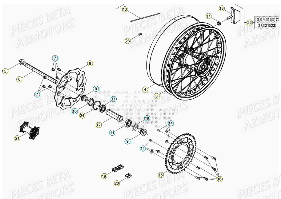 Roue Arriere AZMOTORS PiÃ¨ces RR 200 RACING 2T - 2021