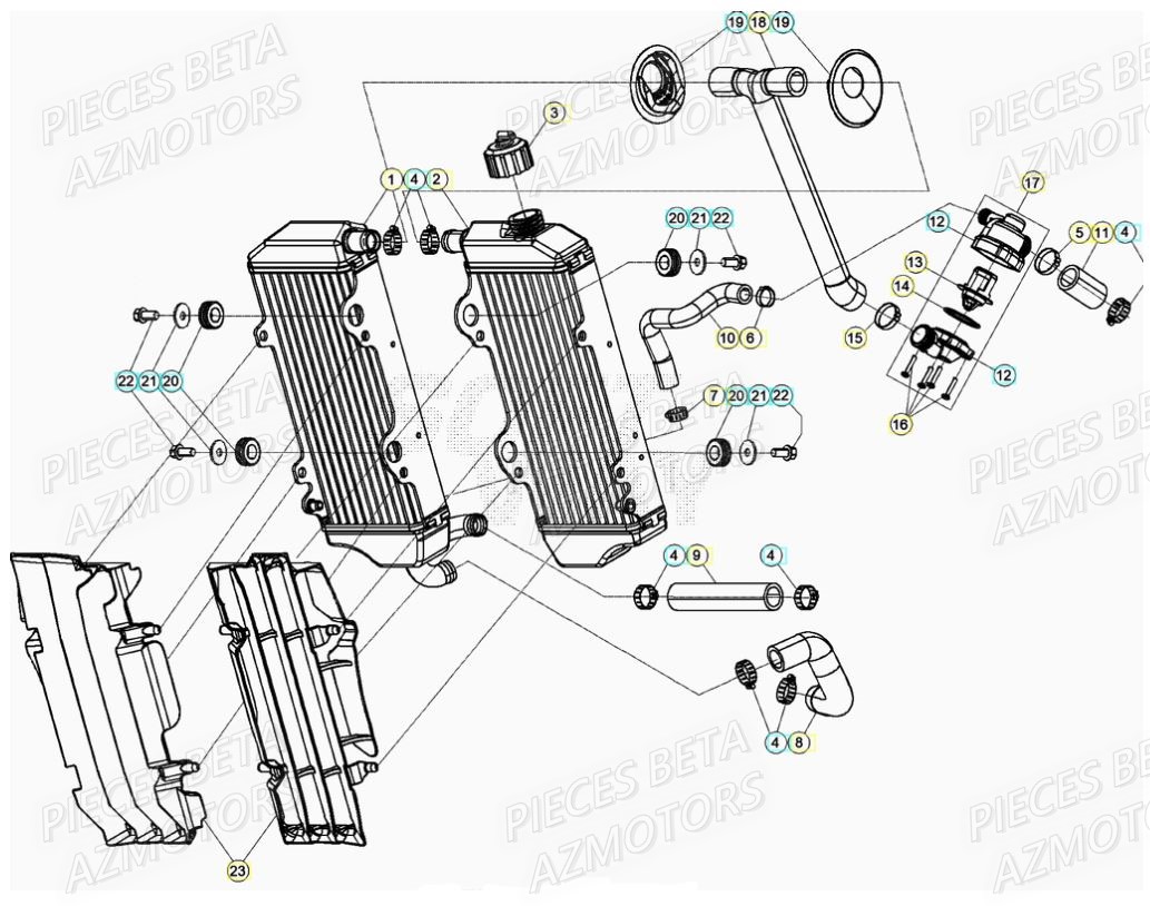Radiateur AZMOTORS PiÃ¨ces RR 200 RACING 2T - 2022