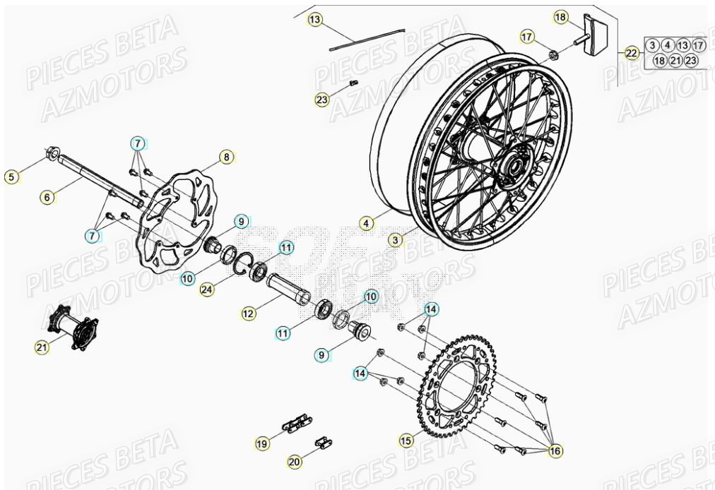 Roue Arriere AZMOTORS PiÃ¨ces RR 200 RACING 2T - 2022