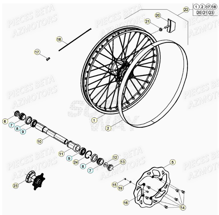 Roue Avant AZMOTORS PiÃ¨ces RR 200 RACING 2T - 2022