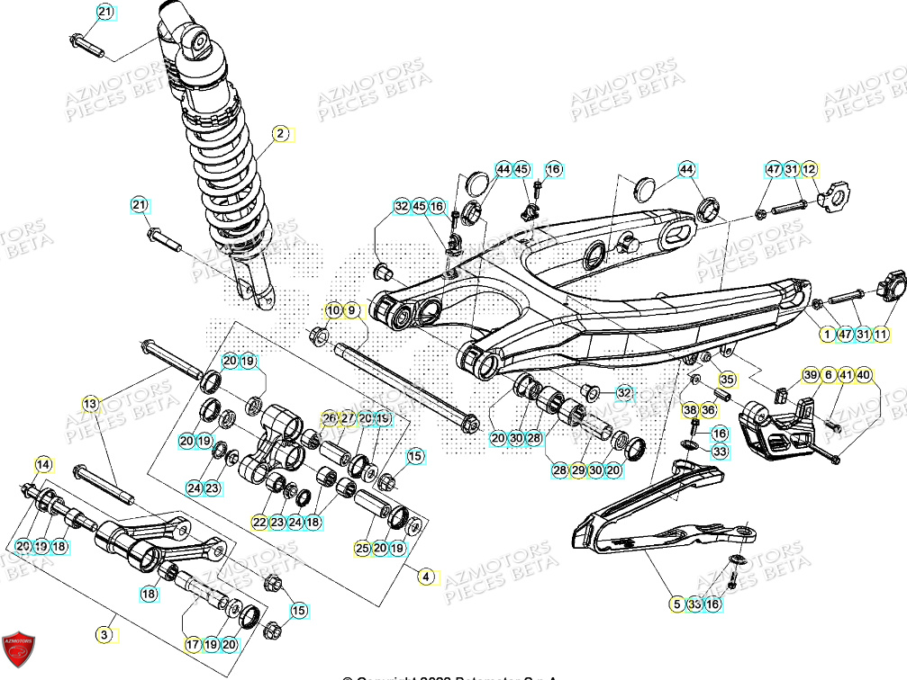 Bras Oscillant AZMOTORS Pieces BETA RR 2T 250 - (2024)