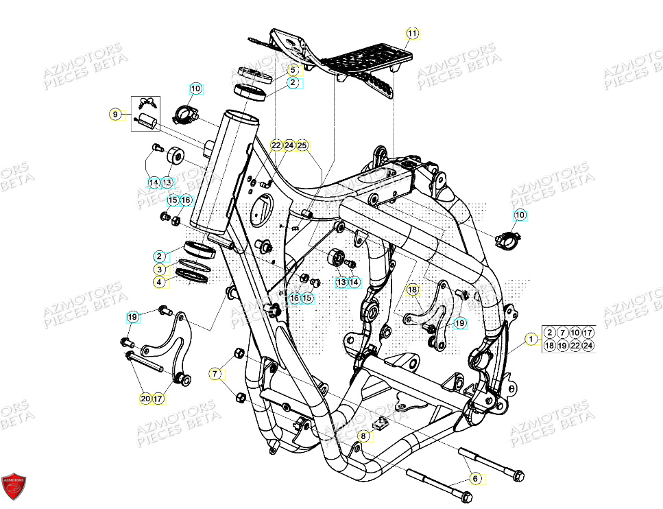 Chassis AZMOTORS Pieces BETA RR 2T 250 - (2024)