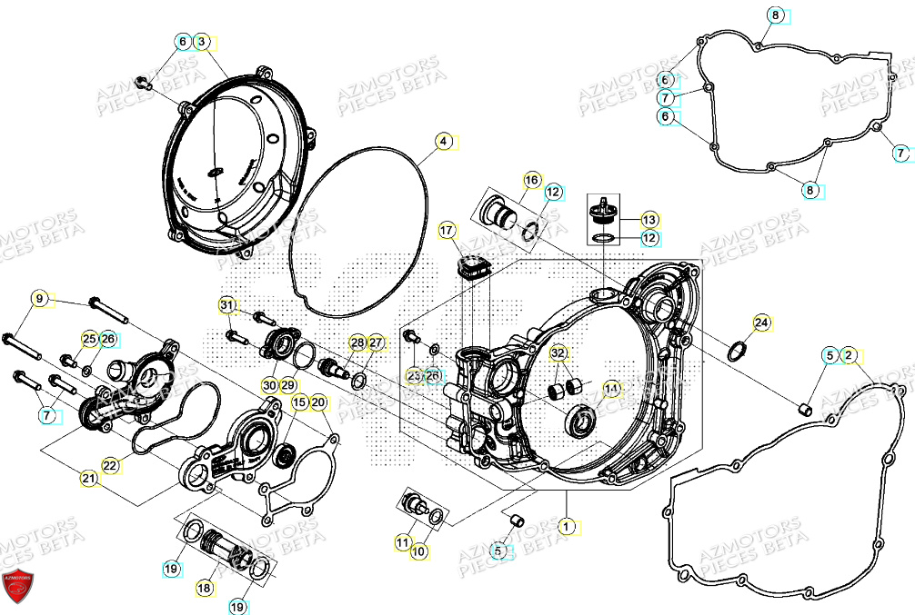 Couvercle Embrayage AZMOTORS Pieces BETA RR 2T 250 - (2024)