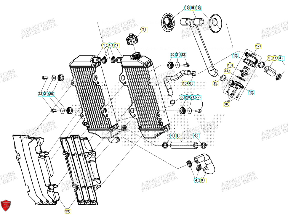 Radiateur AZMOTORS Pieces BETA RR 2T 250 - (2024)