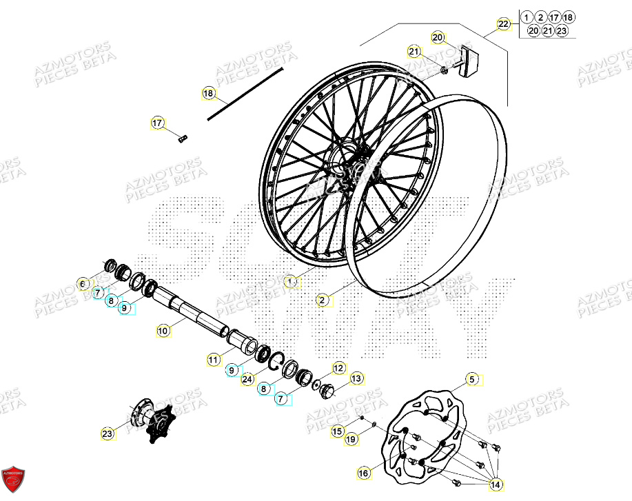 Roue Avant AZMOTORS Pieces BETA RR 2T 250 - (2024)