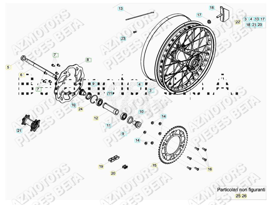 Roue Arriere AZMOTORS Pieces BETA RR 2T 250 - (2018)