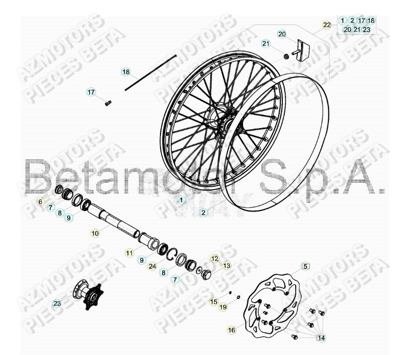 Roue Avant AZMOTORS Pieces BETA RR 2T 250 - (2018)