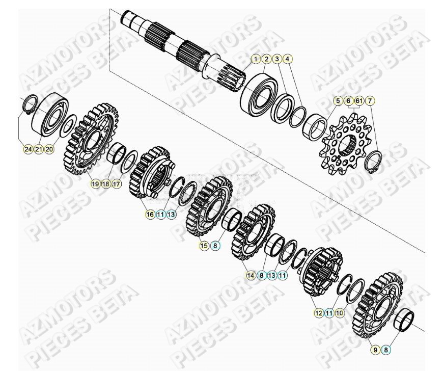 Transmission AZMOTORS Pieces BETA RR 2T 250 - (2018)