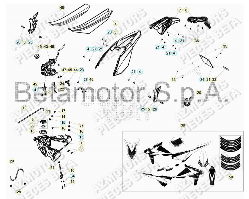 Carenages Arriere AZMOTORS Pieces BETA RR 2T 250 - (2019)