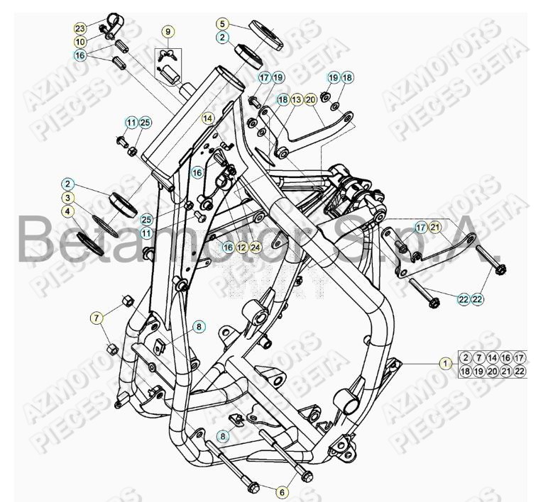Chassis AZMOTORS Pieces BETA RR 2T 250 - (2019)