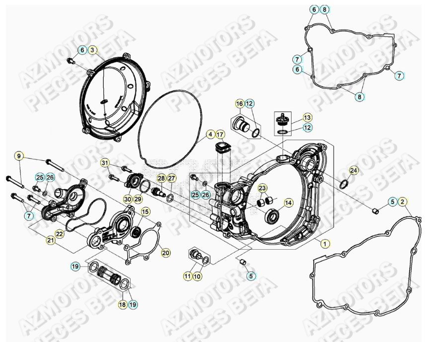 Couvercle Embrayage AZMOTORS Pieces BETA RR 2T 250 - (2019)