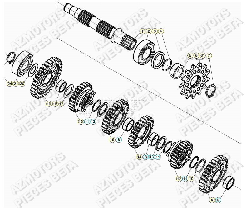 Transmission AZMOTORS Pieces BETA RR 2T 250 - (2019)