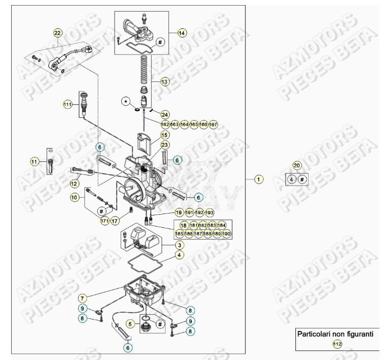 Carburateur AZMOTORS Pieces BETA RR 2T 250 - (2020)