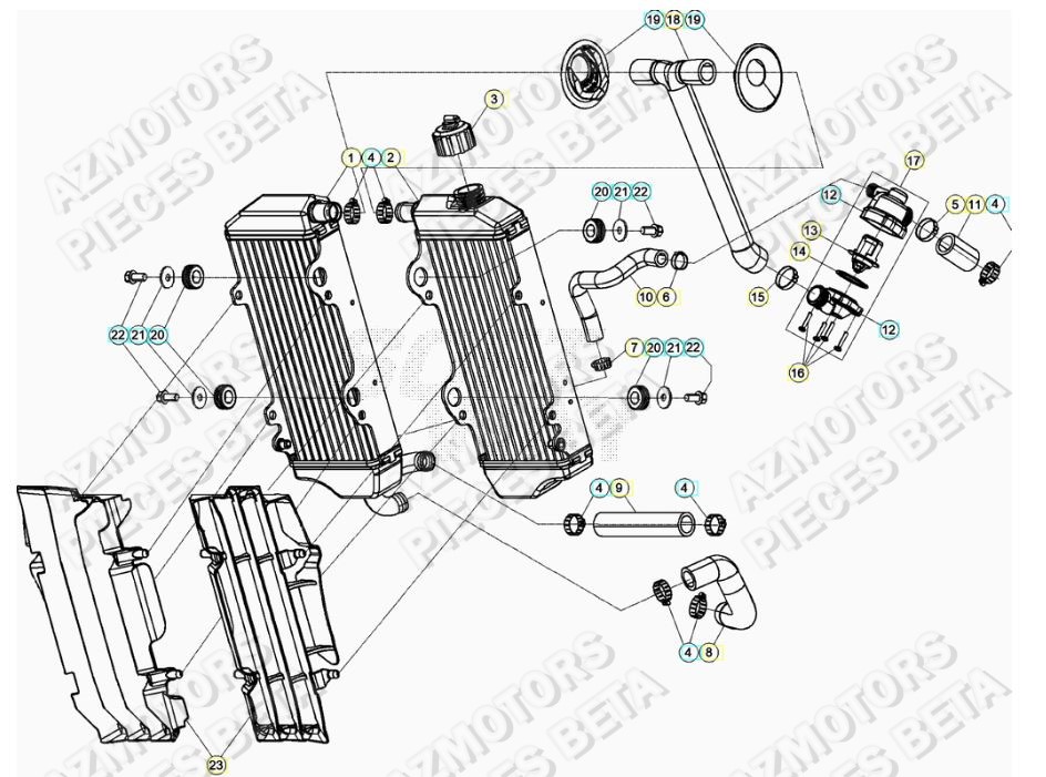 Radiateur AZMOTORS Pieces BETA RR 2T 250 - (2020)