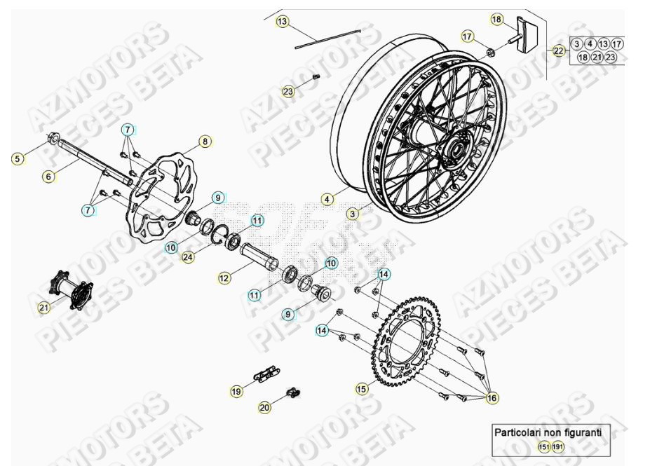 Roue Arriere AZMOTORS Pieces BETA RR 2T 250 - (2020)