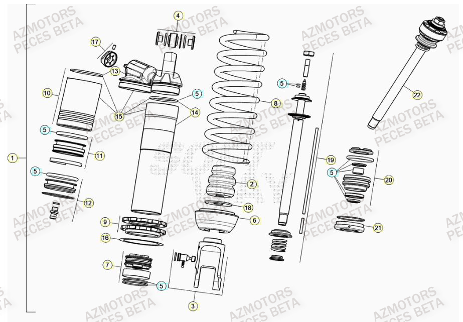 Amortisseur AZMOTORS Pieces BETA RR 2T 250 - (2021)