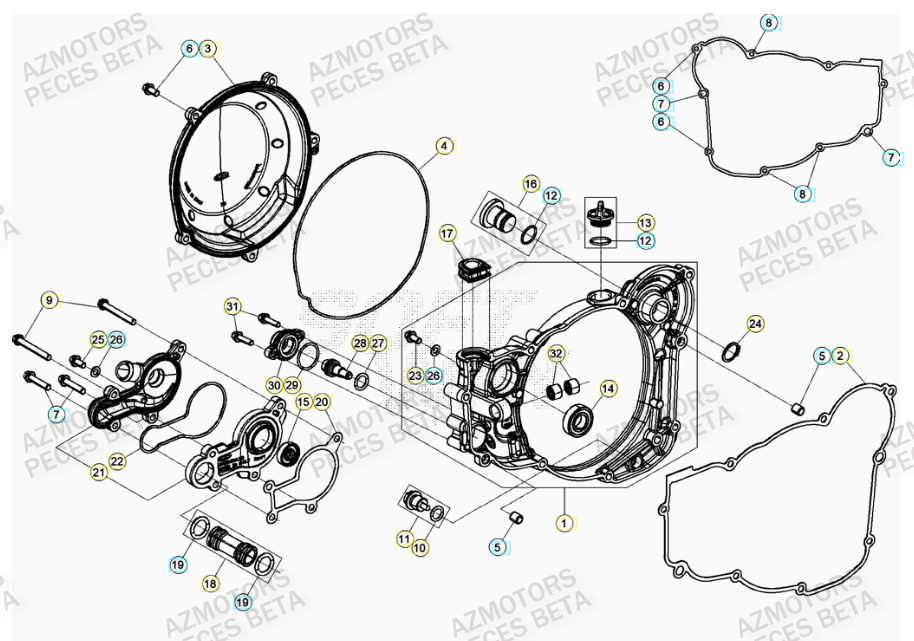 Couvercle Embrayage AZMOTORS Pieces BETA RR 2T 250 - (2021)