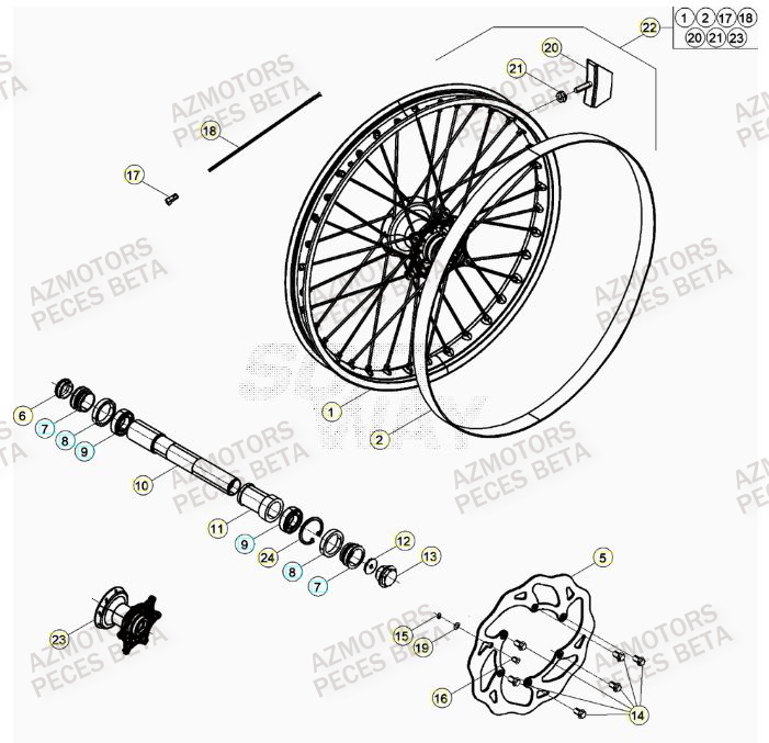 Roue Avant AZMOTORS Pieces BETA RR 2T 250 - (2021)