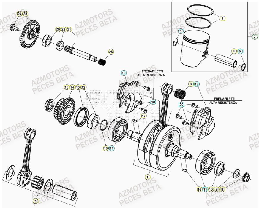 Vilebrequin AZMOTORS Pieces BETA RR 2T 250 - (2021)
