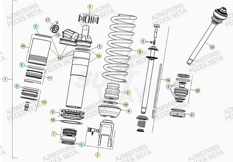 Amortisseur AZMOTORS Pieces BETA RR 2T 250 - (2022)