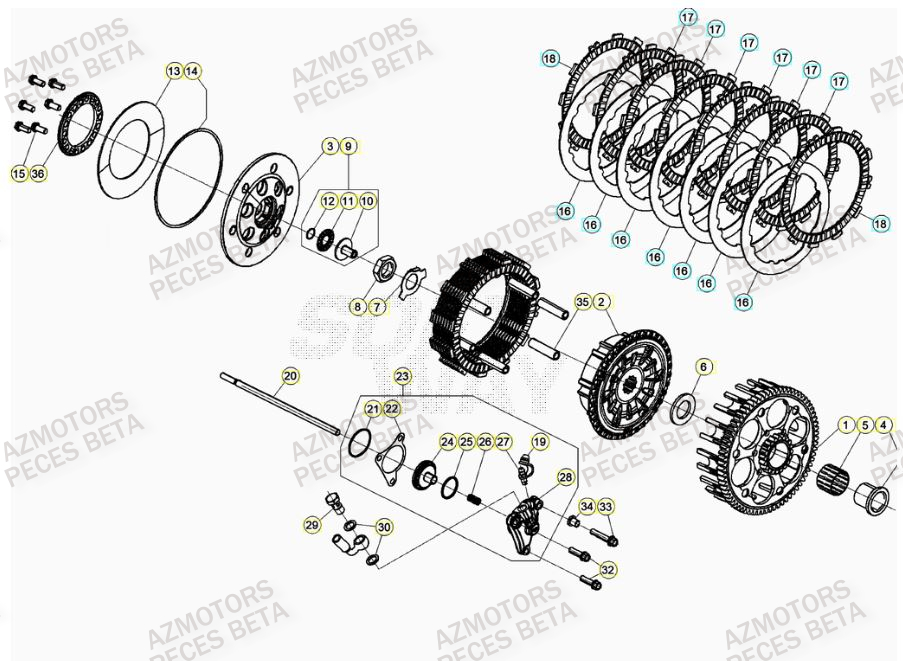 Embrayage AZMOTORS Pieces BETA RR 2T 250 - (2022)