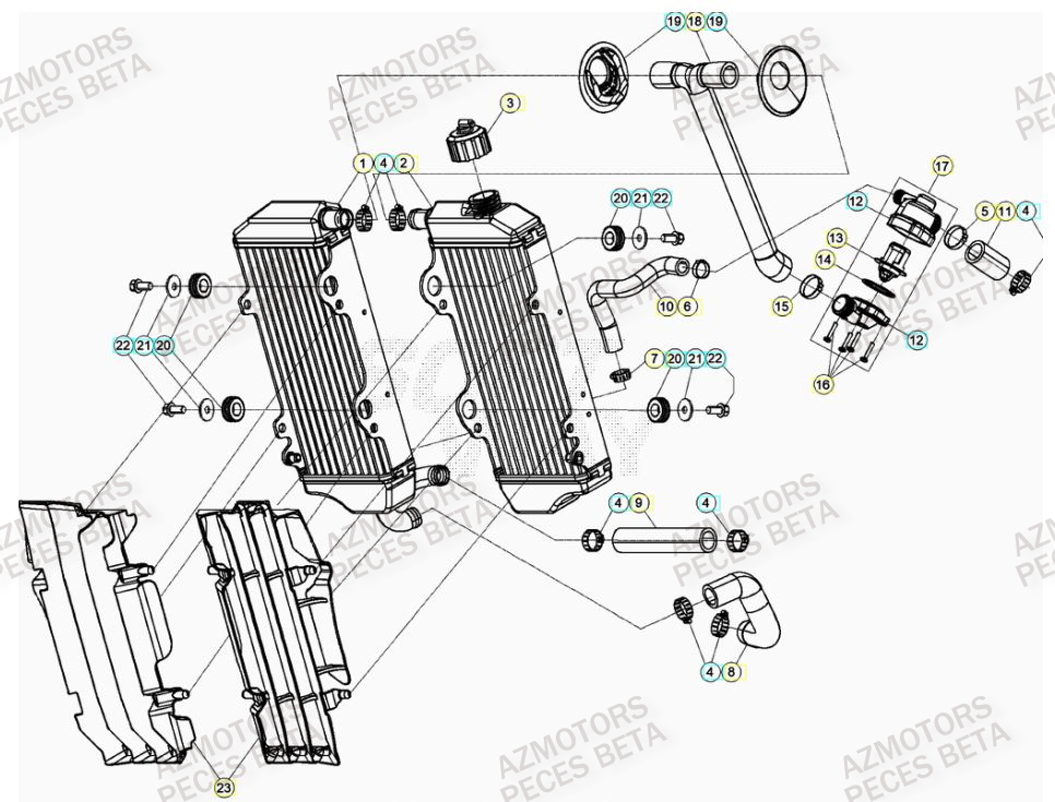 Radiateur AZMOTORS Pieces BETA RR 2T 250 - (2022)