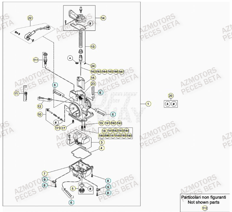 Carburateur AZMOTORS Pieces BETA RR 2T 250 - (2023)