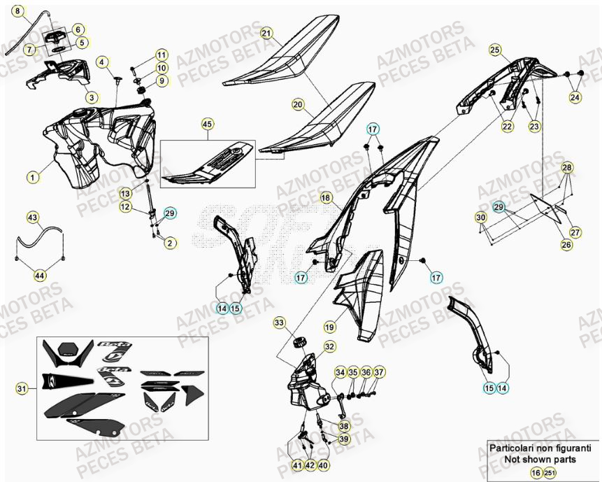 Carenage Arriere AZMOTORS Pieces BETA RR 2T 250 - (2023)