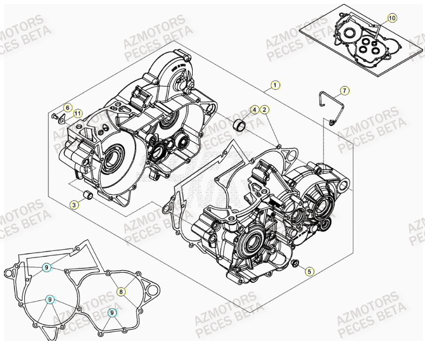 Carter Moteur AZMOTORS Pieces BETA RR 2T 250 - (2023)